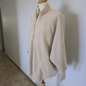 Aerie Offline Tan/Cream Sherpa Fleece Half-Zip Pullover